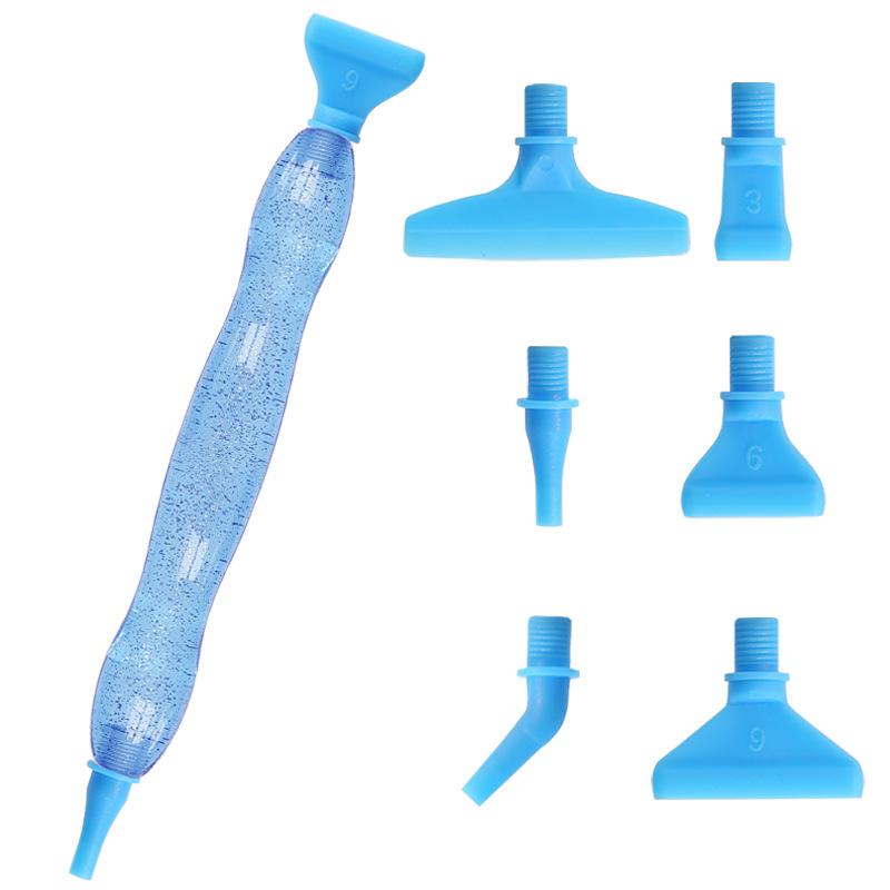 Glitter Gradient Diamond Painting Pen Kit with 6 Interchangeable Plastic Tips Ergonomic Handle for 5D Diamond Art Rhinestone Crafts and DIY Projects
