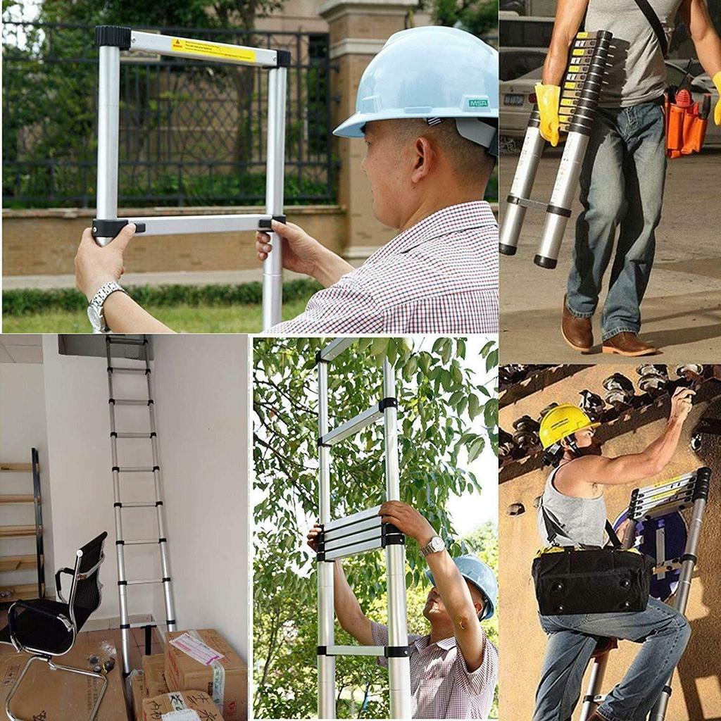 DayPlus Telescoping Ladder Up To M Folding Telescoping Ladder Multifunctional Aluminum Ladder Easy To Carry Lightweight Load Capacity 150 Kg For