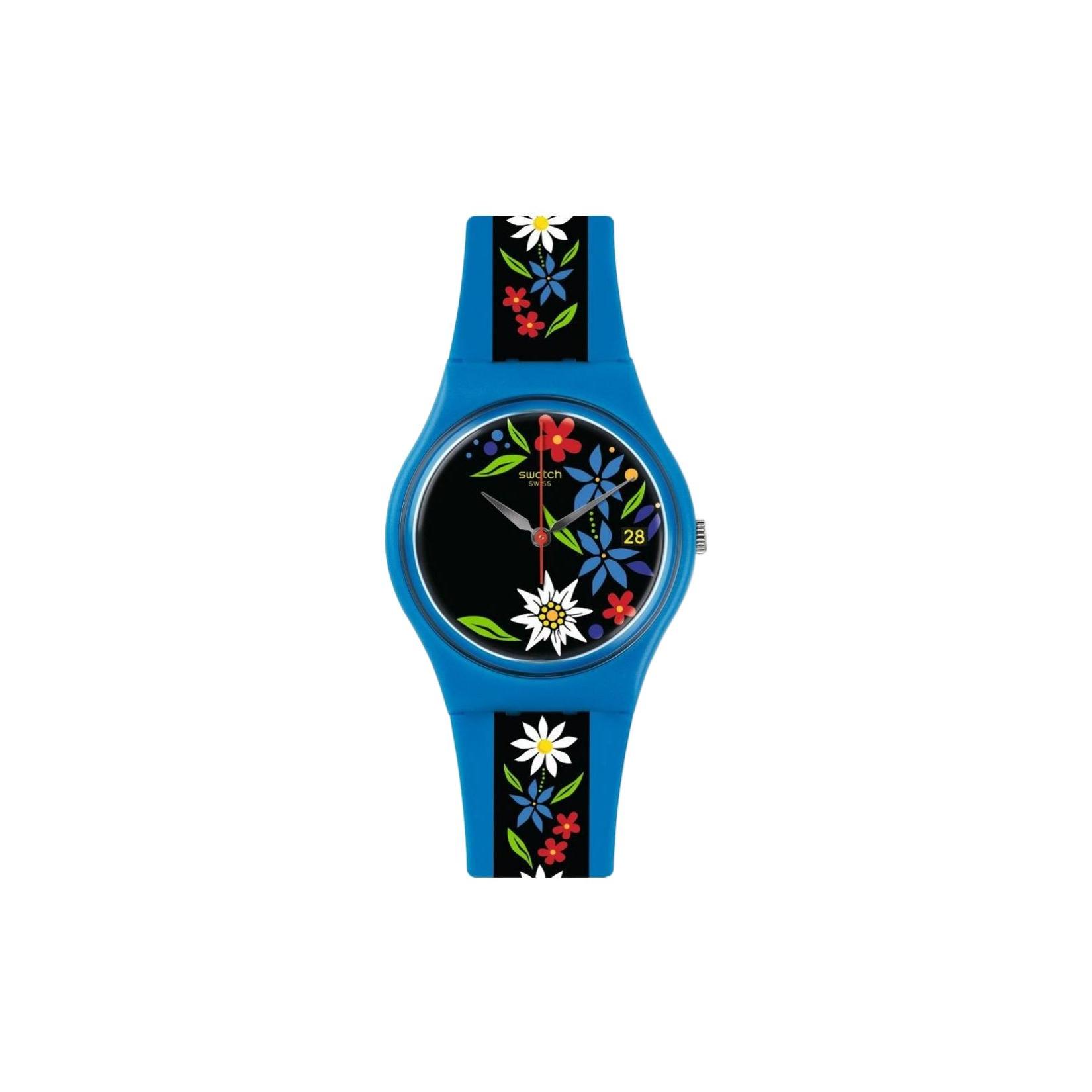 SWATCH Unisex 34mm Black Watch GN412 GN412 Blue