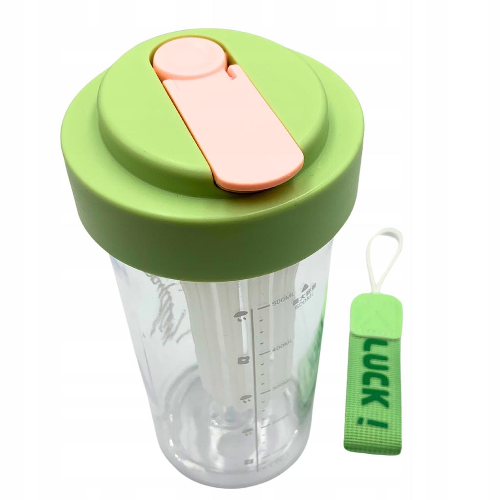 Water Bottle Drink With Straw Durable With Graduated Filter 600 Ml