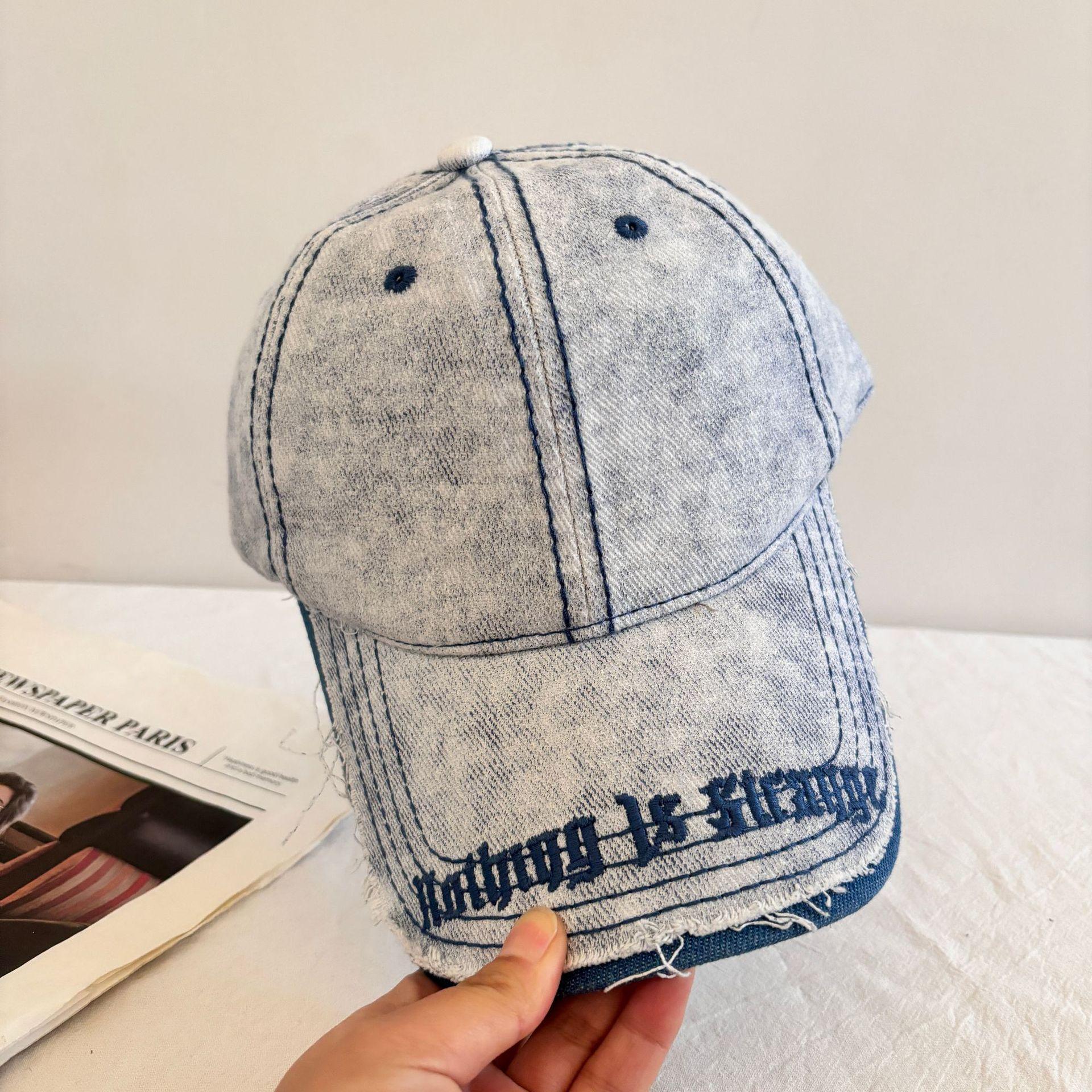 

Вышитая надпись бренда Tide с поющим утиным язычком весна и лето новая мода ретро старая бейсболка с принтом тай-дай M（56-58cm） синий