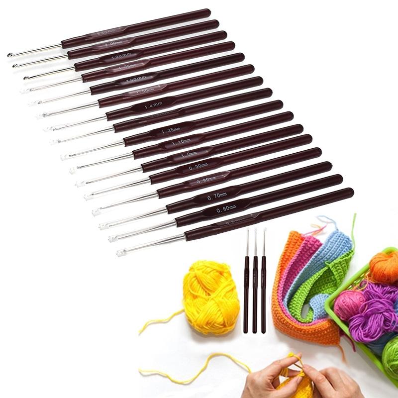 0.5-2.5mm Aluminum Alloy Knitting Needles Crochet Hooks DIY Knitting Hooks Handle For Yarn Weave Needles Kit Craft Sewing Tools