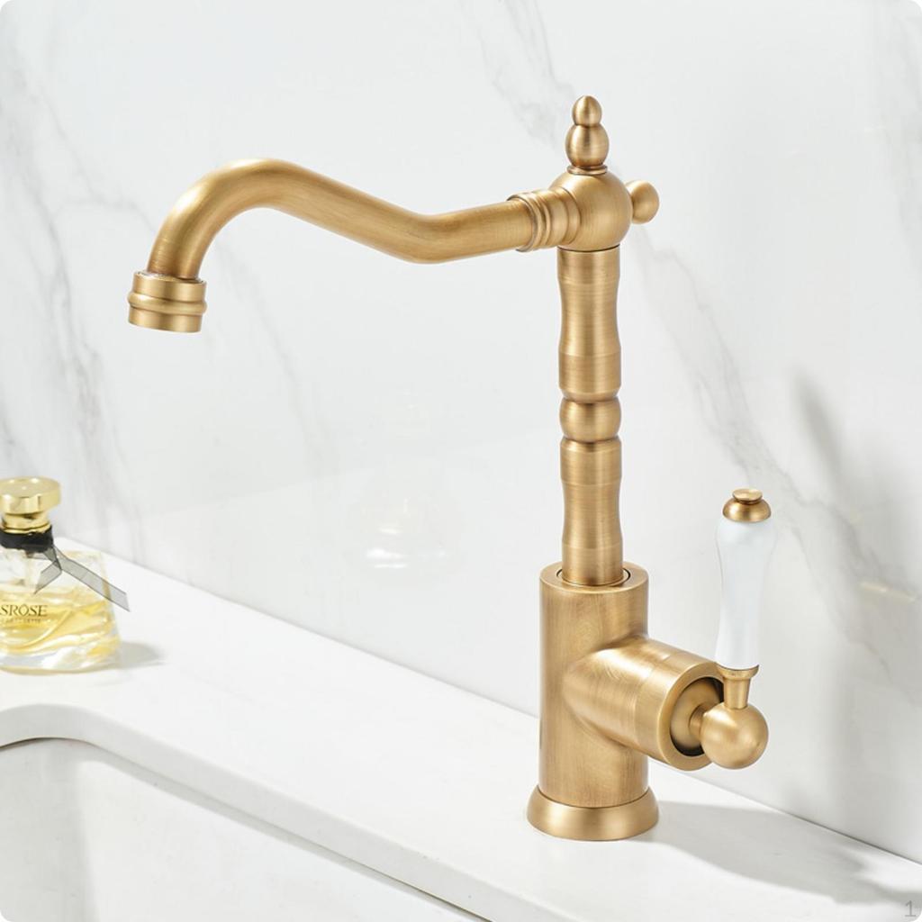 Faucet with Swivel Spout Retro OldWorld Single Lever Mixer for Kitchen, Laundry Room