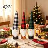 Holiday Home Gift Presentation Christmas Wine Bottle Cover, Fluffy Artificial Beards Decor, Plaid Gnome Seasonal Accessories Toppers for Table