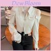 Off Shoulder Satin Shirt For Women With 3d Pattern And Polo Collar For Spring Season