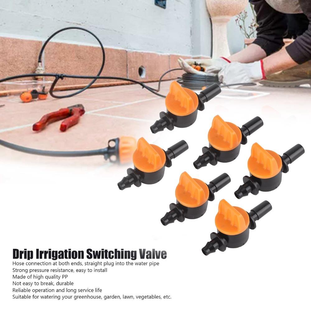 50pcs PP Drip Irrigation Valve Compact 4/7mm Micro Tubing Drip Irrigation Switching Valve Mini 6mm Outer Diameter