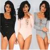 Lace Up Long Sleeve Bodysuit For Women Bodies & Catsuits
