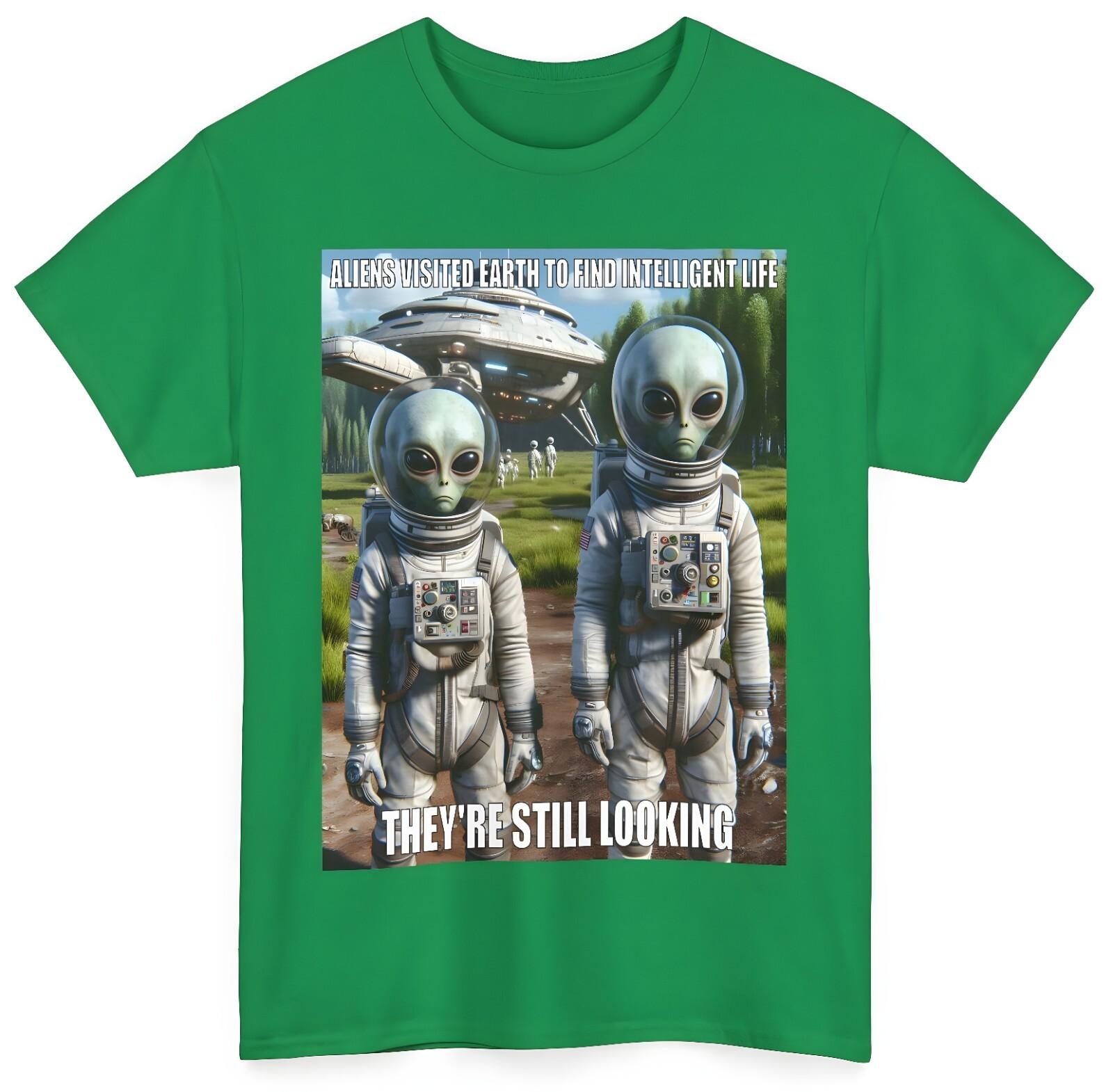 Funny Unhappy Aliens T-Shirt Mens Womens Tees Top UFO UFOs Spaceship Extraterrestrial L