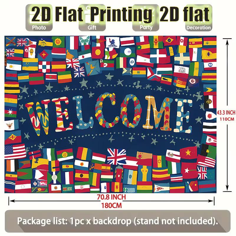 2D Global Country Flags Welcome Photo Booth Background Cloth
