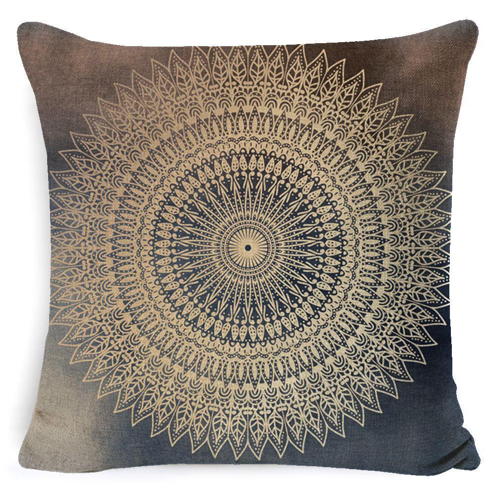 Bohemian Mandala Bedside Sofa Cushion American Vintage Linen Throw Pillow Cover