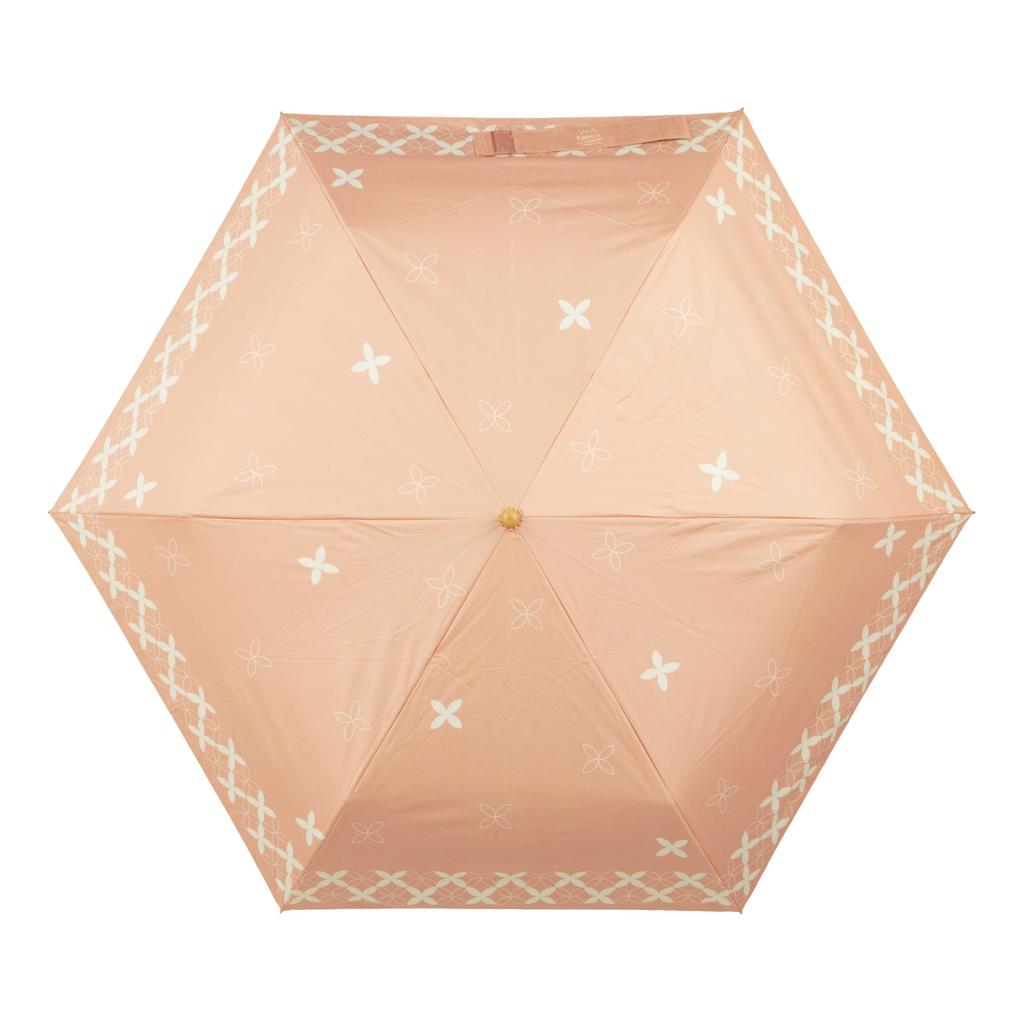 WATENCO Rain or Laminated Mini Folding Umbrella with Shippo 50cm Women's Windproof, Shine, Light-Blocking Pattern, Pink/White, (ASP33MN50)