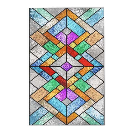 Stained Glass Window Privacy Film Vintage Home Church Decorative Frosted Static Cling Reusable UV Sun Blocking Glass Sticker Cover