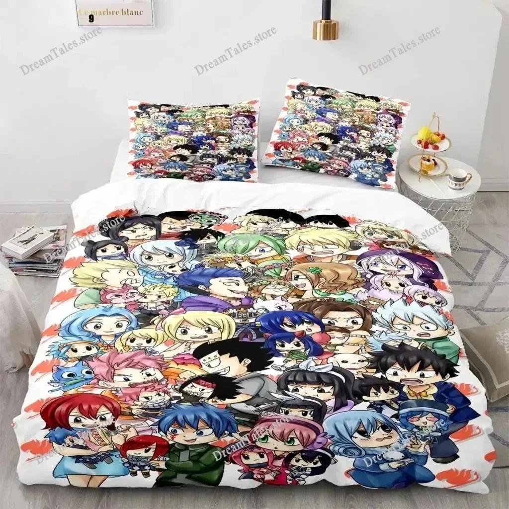 3D Print Fairy Tail Anime Natsu Bedding Set Duvet Cover Bed Set Quilt Cover Pillowcase Comforter King Queen Size Boys Adult741