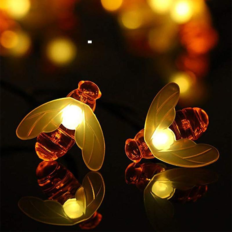20/30/50/100 LED Solar Bee String Lights DIY Outdoor Waterproof Lamps Lawn Garden Decoration Flashing Lights Wedding Fairy Lights