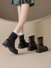 Fashion Booties Height Increasing Spring Autumn Leather New In Woman Short Shoes Trend 2025 Chic and Elegant Pu 39 Ankle Boots for Women