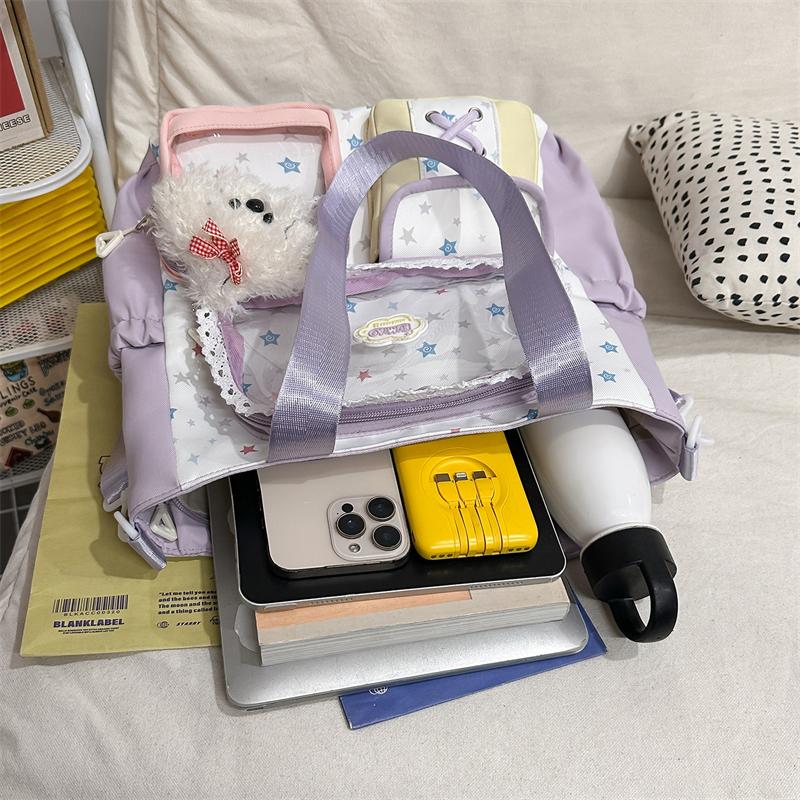 Women's Contrast Shoulder Bag Stars Print College Style Crossbody Bag