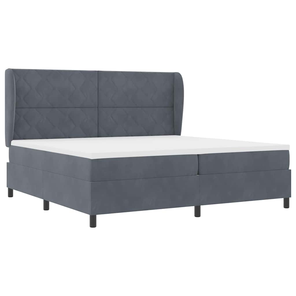 Boxspring Bed with Headboard Dark Grey 200 x 200 cm Velvet