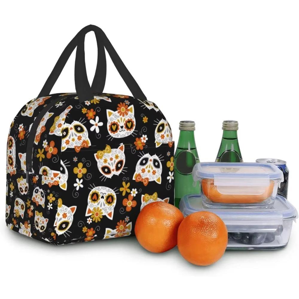 Ziua Morților Pisică Genți de Prânz Cutie Izolată Congelabilă Cooler pentru Femei Copii Fete Geantă Tote Reutilizabilă Impermeabilă pentru Școală Muncă