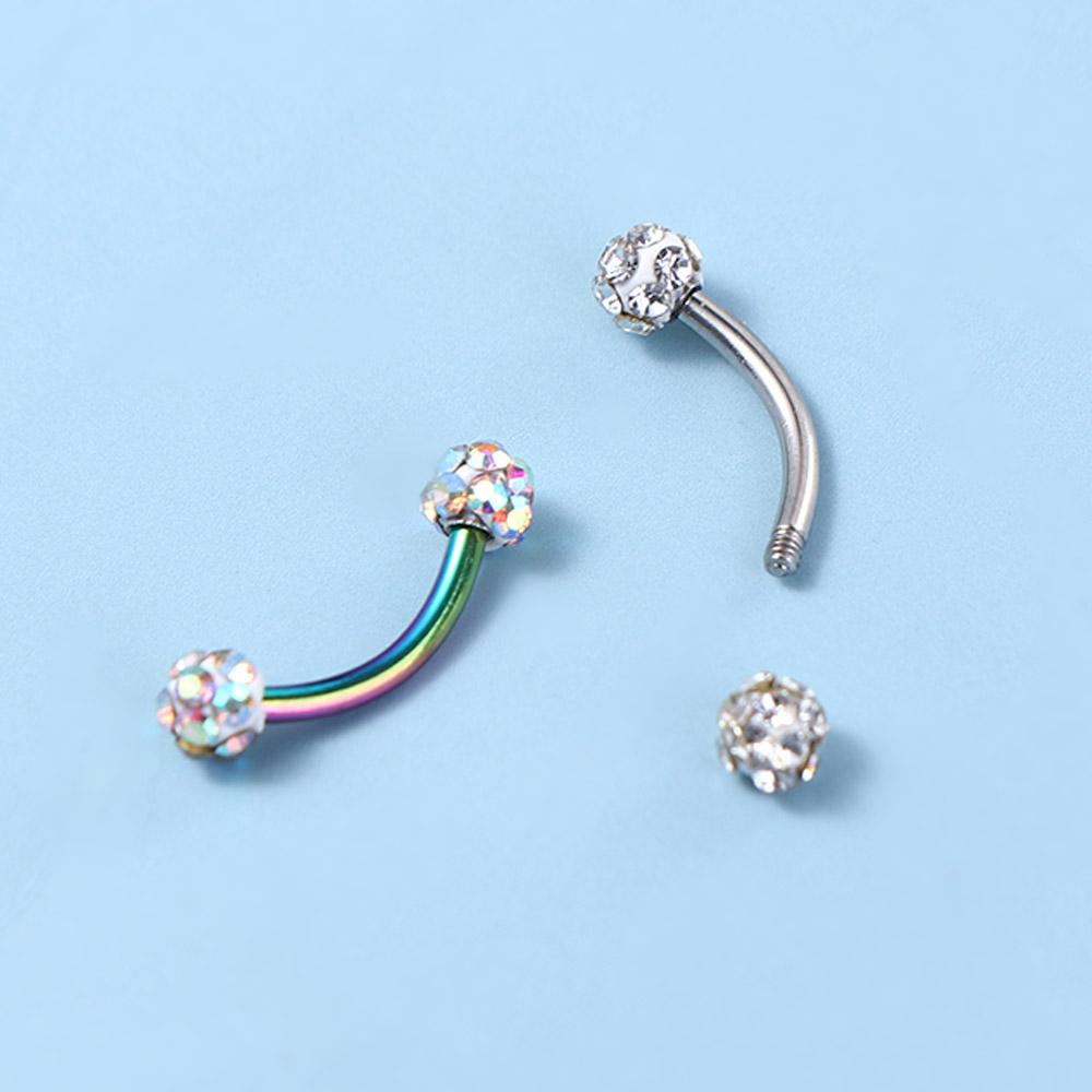 Curved Barbell Stainless Steel For Women Piercing Jewelry Eyebrow Stud Ball Nose Ring Fake Lip Stud