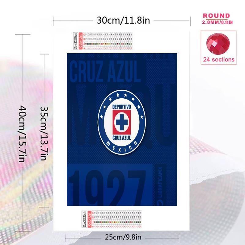 Cruz Azul Pattern 3pcs 100% Round Full Drill 5D DIY Diamond Painting Embroidery Cross Stitch Rhinestone Décor