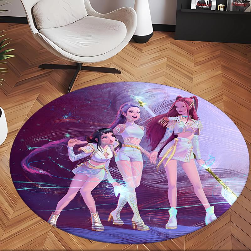 Huntrix (58) Round Office Rug Decorative Floor Rug for Office Bedroom Living Room and Home Space