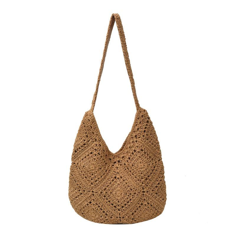 Premium woven bag women's large-capacity new versatile shoulder crossbody seaside beach bag