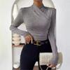 Women's Solid-Color Cross-Neck Slim-Fit Versatile Pleated T-Shirt