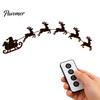 Illuminated Reindeer Wall Hanging Lighted Santa Sleigh Christmas Decor with Remote, 3D Light Up Wood Peel Wireless Led Sconce And Stick Entryway Art,