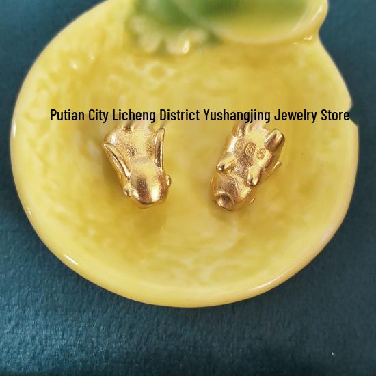Twelve Zodiac Gold-Plated Rabbit Brass Beads Ornamental Accessories