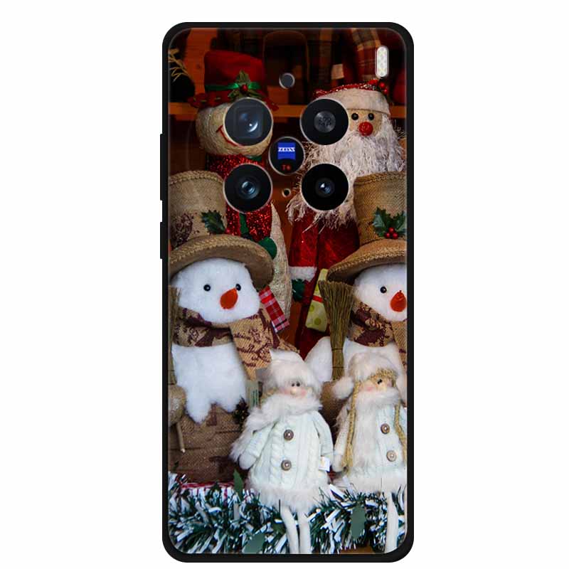 Christmas Cover For Vivo X200 Pro 6.78"Black Silicone Case For vivo X200 Pro mini 6.31" TPU Santa Claus ChristmasTree Back Cover