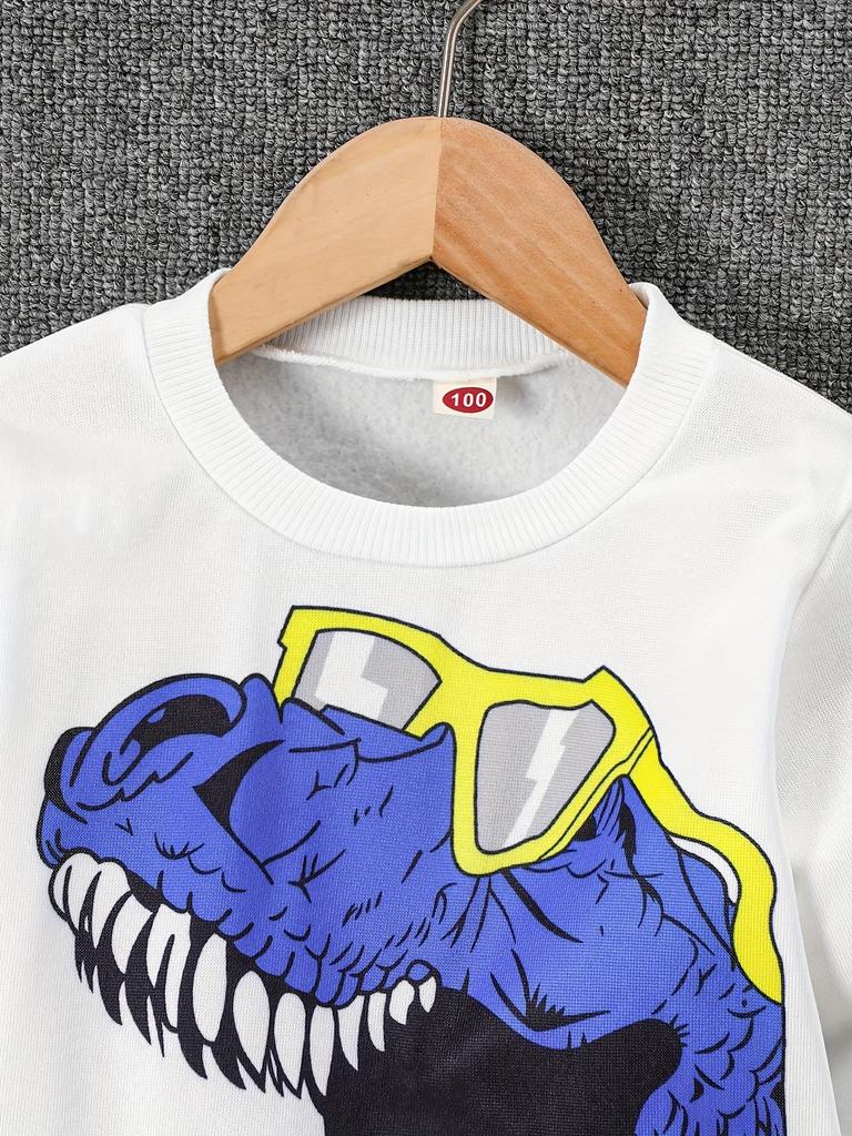 Conjunto de Moletom com Calça 3D de Dinossauro para Meninos - Roupa Tendência 2025