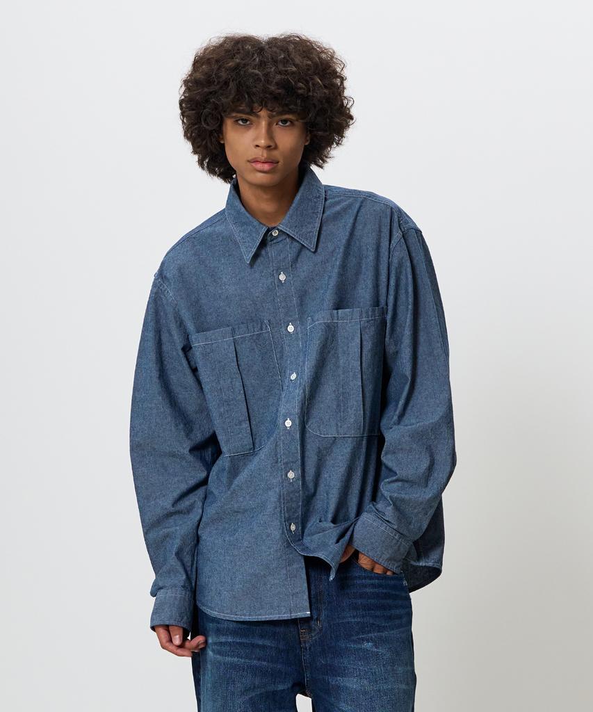 KNOUUN Grain Shirt (Washed Indigo)