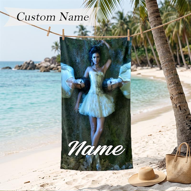 The Vampire Diaries Custom Name Printed Beach Towel Personalized Soft Towel For Swimming Beach Travel