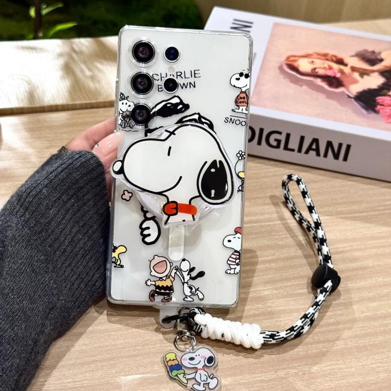 Funny Cartoon Cute Snoopy Magnetic Magsafe Wireless Charge Phone Case For Samsung S22 S23 S24 S25 S26 Ultra Plus Note10 Cover