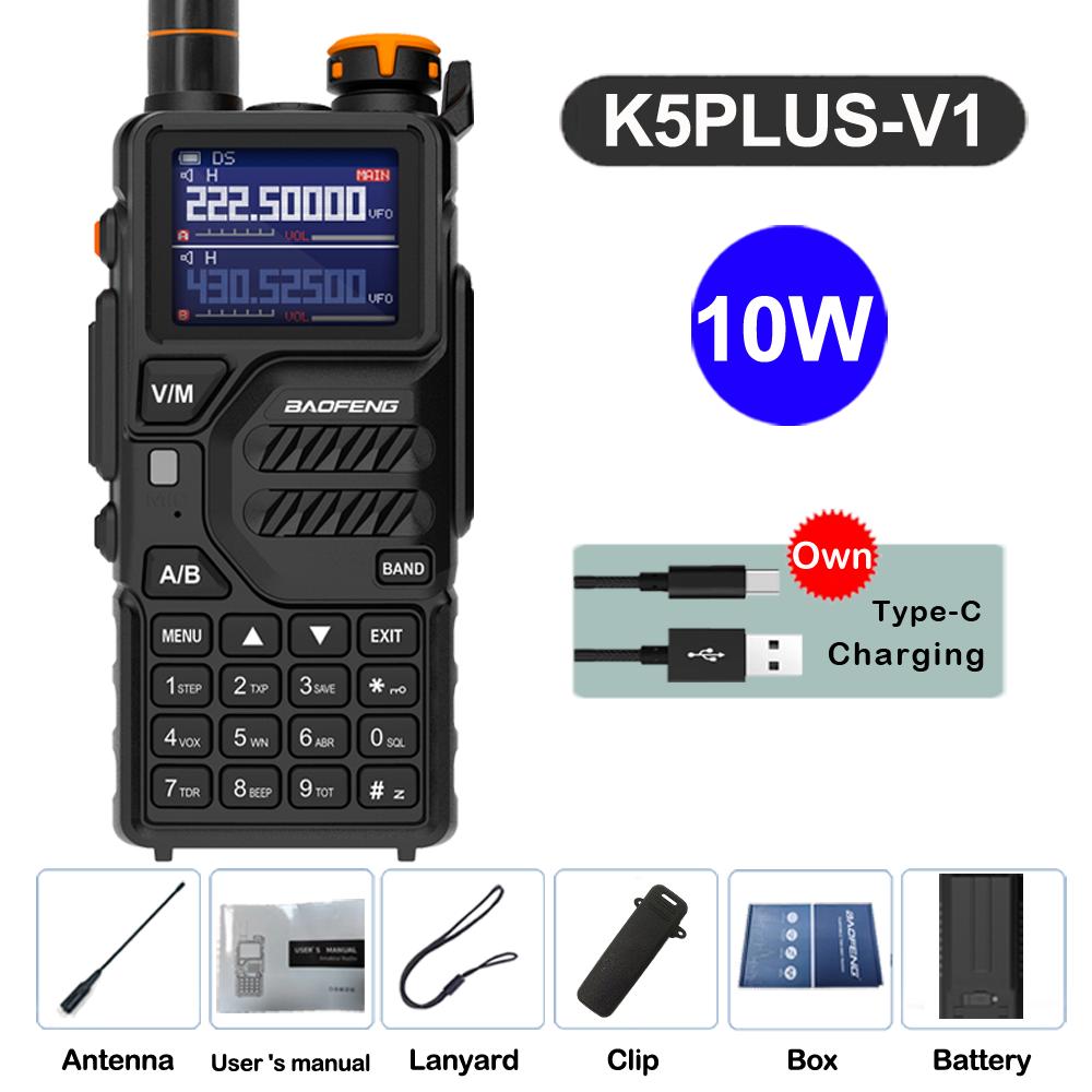 Baofeng UV-K5 Plus Walkie Talkie 12W High Capacity AM FM Two Way Radio Full Band LCD 999CH Frequency Copy NOAA Noise Reduce