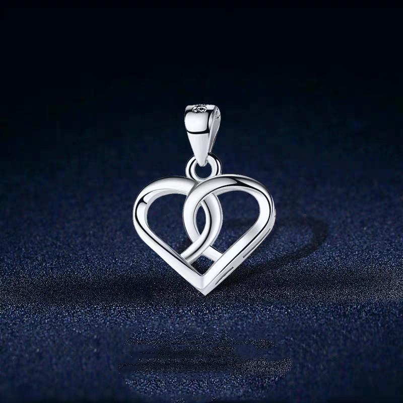 White Gold Heart Pendant Clavicle Chain - Luxury Design Necklace Gift for Her.