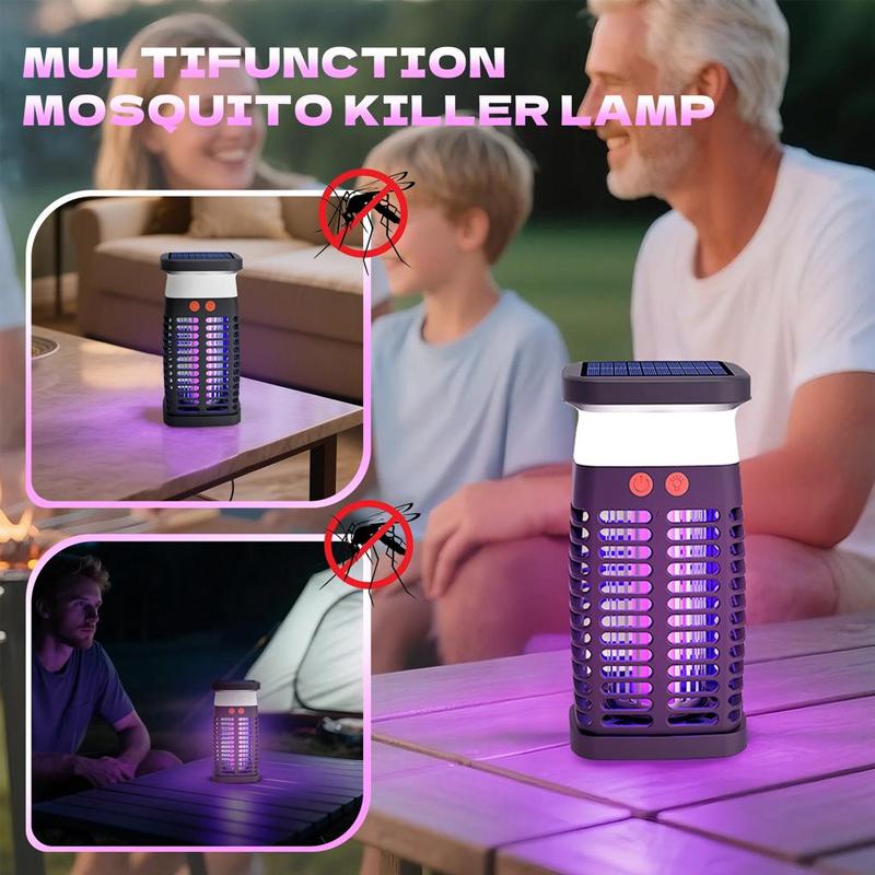 Solar Portable USB Mosquito Killer,Rechargeable Bug Zapper Lamp for Camping,Hiking,Travel,Indoor/Outdoor Use,Silent, Mosquito Repellent Alternative
