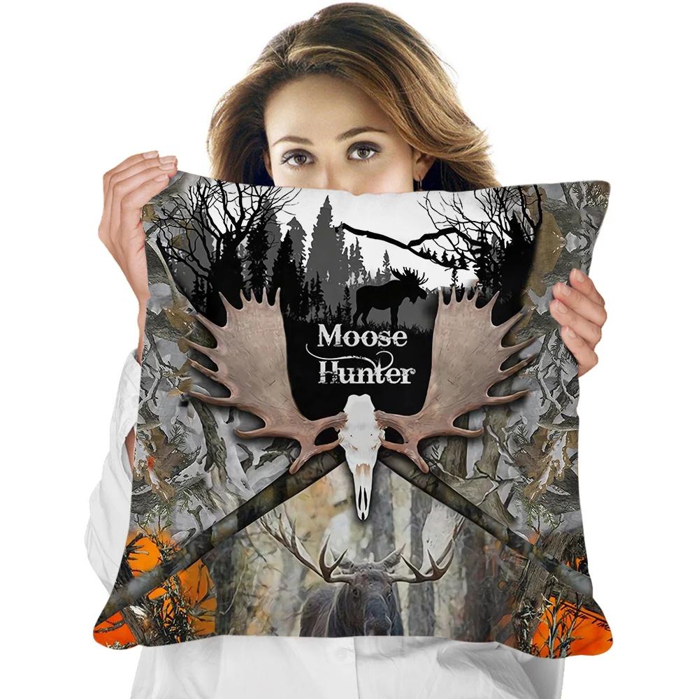 Animal Pillowcase Beautiful Wild Boar Hunting Reversible Printed Cushion Cover Home Fun Throw Pillow
