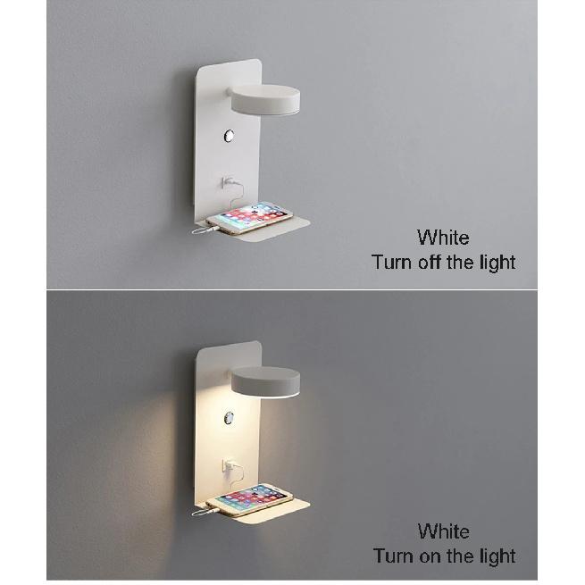 LED Wall Lamp With Switch And USB Charging Port Modern 9W Black White Aisle Bedroom Bedside Art Lighting Decoration Wall Lights