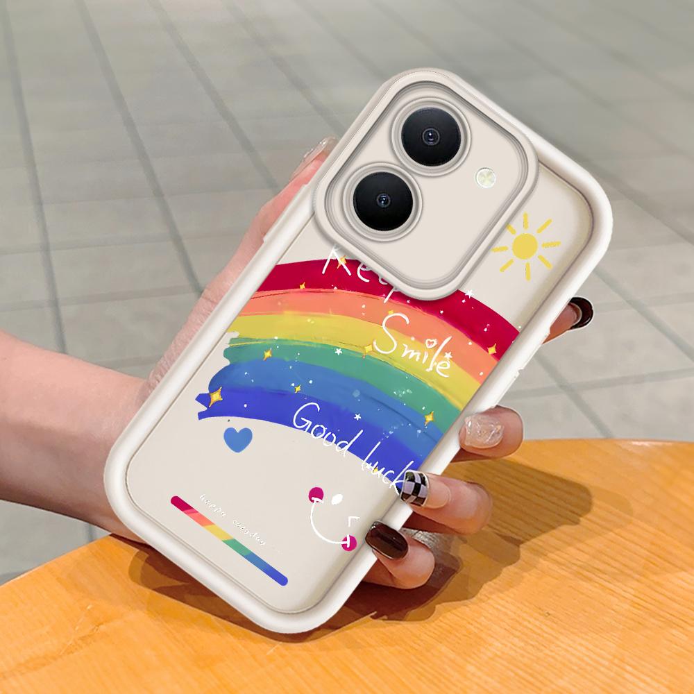 Soft Silicone Square Ladder Printing Pattern Phone Casing Full Cover Camera Shockproof Protection Rubber Case for Vivo