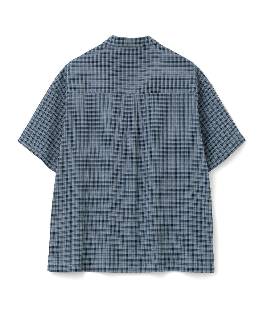 MILLO ARCHIVE Narrow Wrinkle Check Roll-Up Half Shirt [Grunge Blue]