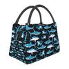 Cute Cartoon Sharks Pattern Thermal Lunch Bag Large Reusable Waterproof Cooler Insulated Lunch Box for Work School Travel Picnic
