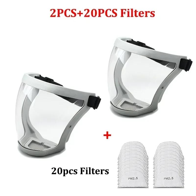 Vollgesichtsschutzmaske, transparente Schutzabdeckung für den Kopf und die Augen, Schutzbrille, Bildschirmvisiere, Staub, Winddicht, Antibeschlag, Küchengeräte