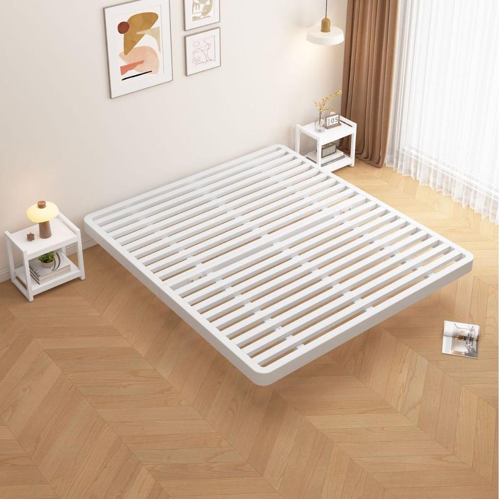 Modern Cream Tatami Style Suspended Double Bed for Adults in Rental Apartments