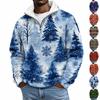 Men's Fall Winter Flannel Christmas Print Sweatshirt for Casual and Holiday Wear