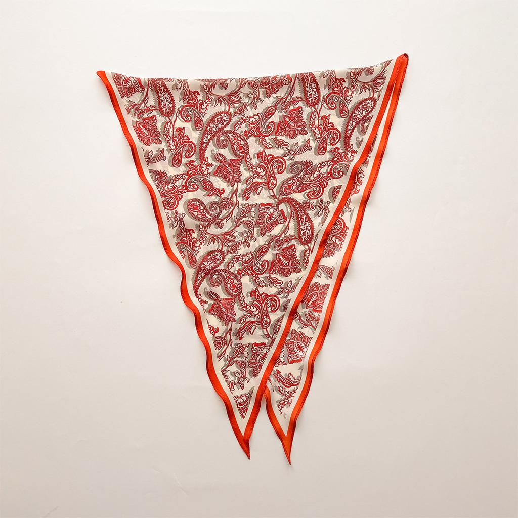 Retro Cashew Print Silk Scarf Accessories Rhombus Versatile Triangle Scarf Spring And Summer Thin Out Clothing With Shawl
