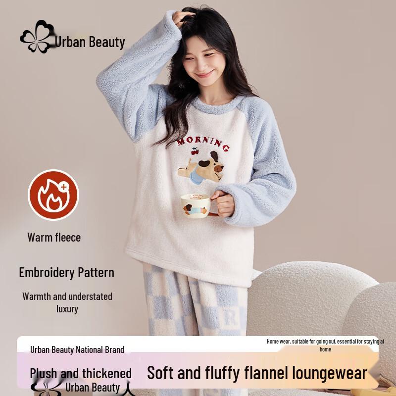 Cosmo Lady Women s Plush Coral Fleece Pullover Loungewear Set L