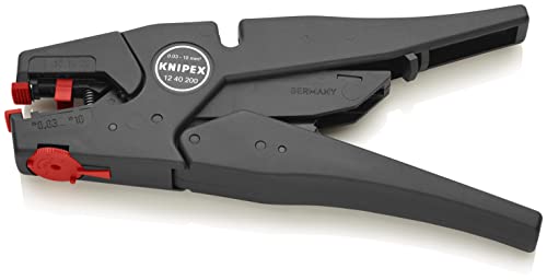 KNIPEX Self-Adjusting Wire Stripper 8-32 AWG, Black With Orange Dials and Adjustors