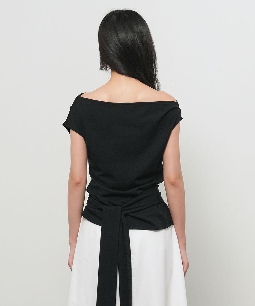 GENERALIDEA Asymmetrical Drape Strap T-Shirt [Black] / Gf2Lts531