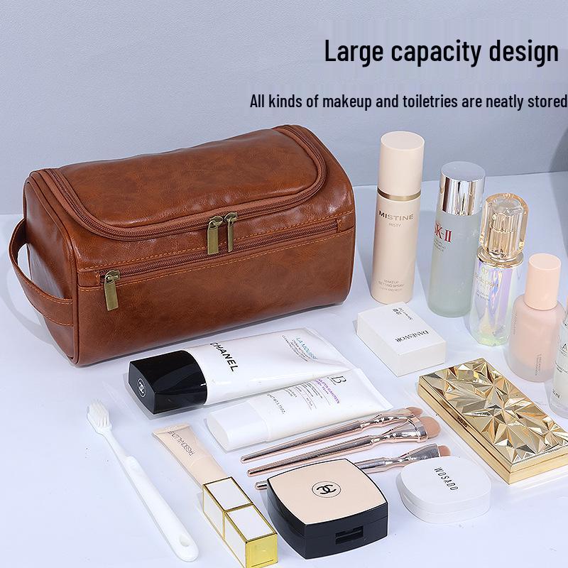 Men's Large Waterproof PU Toiletry Bag - Travel Cosmetic Organizer